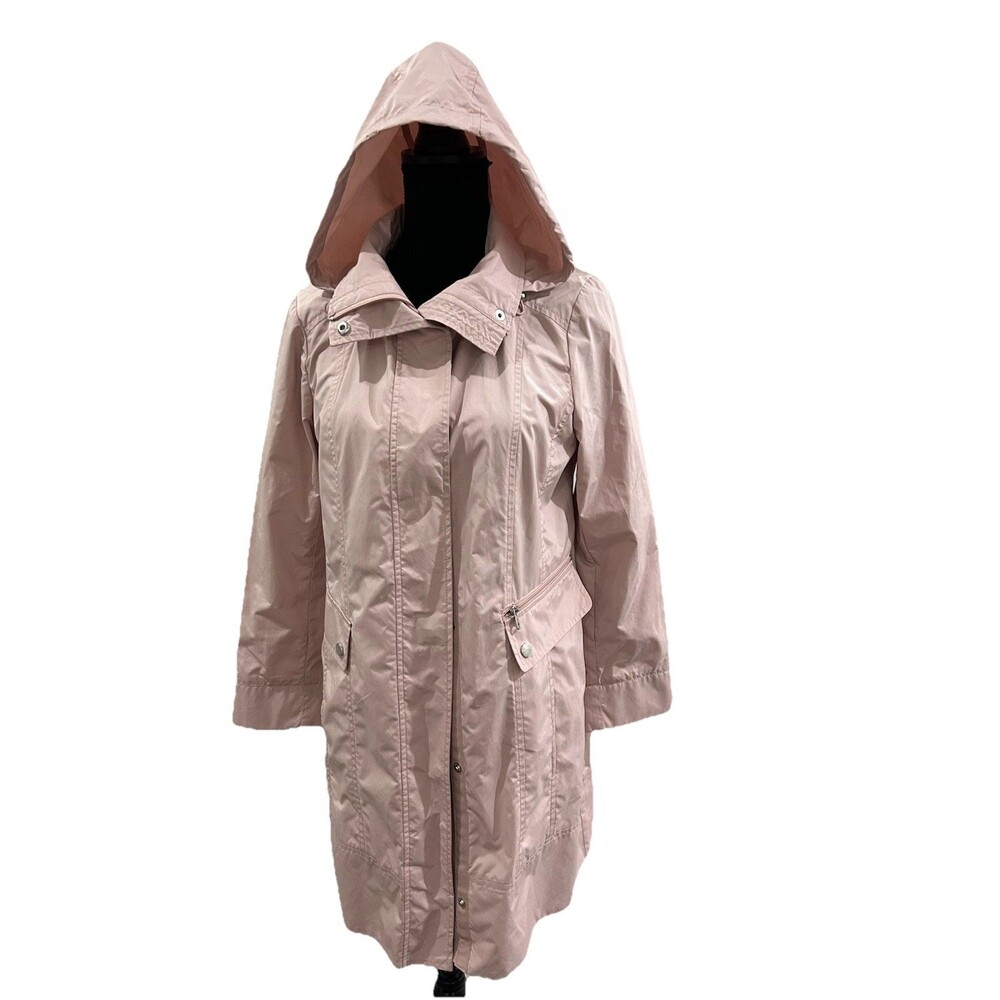 Cole Haan Signature Womens Size PM blush pink hooded rain coat Lightweight